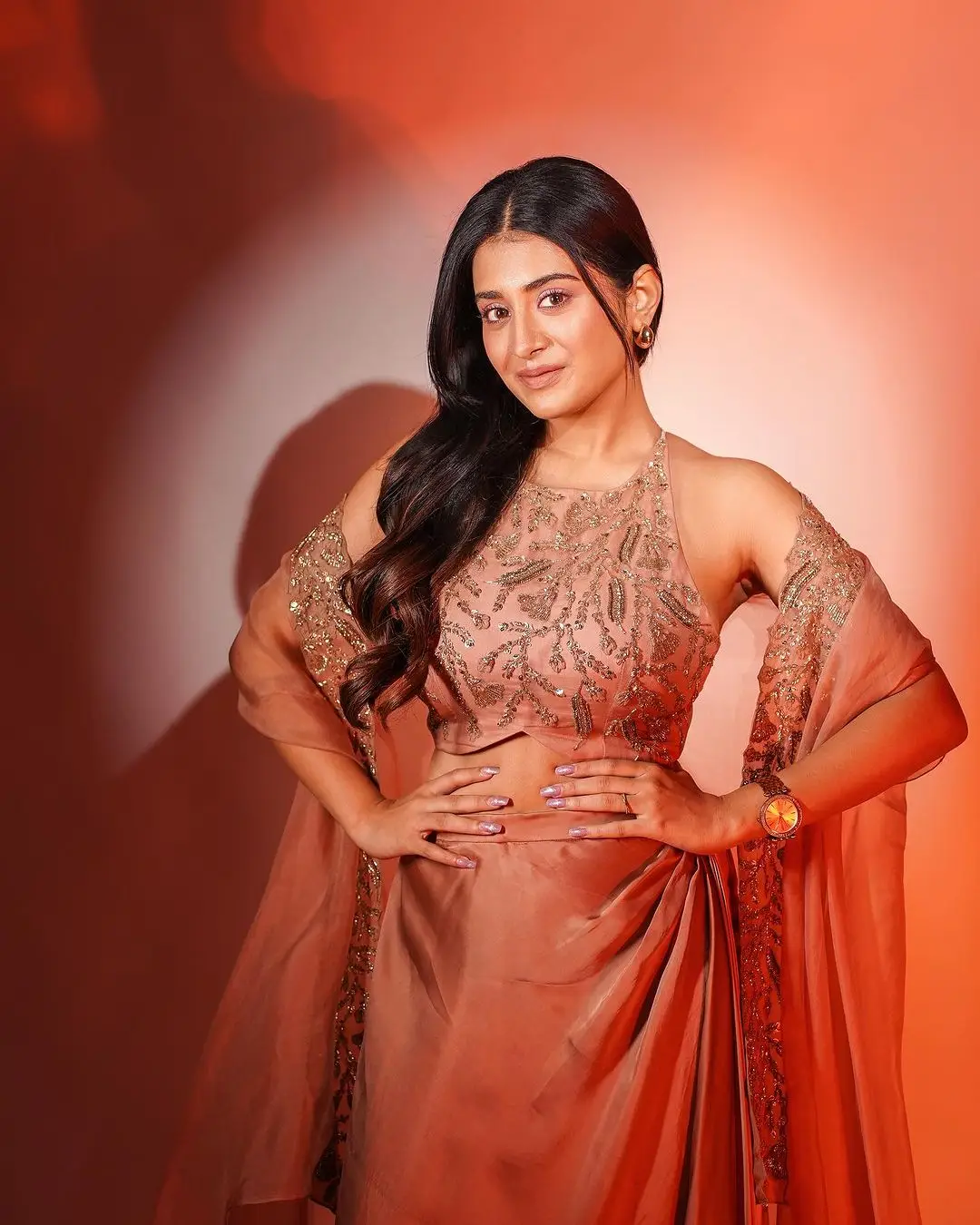 Tollywood Actress Rashi Singh Images in Orange Lehenga Choli